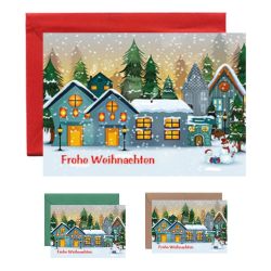 10x Mini- Grußkarte Weihnachten – Winterlandschaft, verschiedene Umschlagfarben