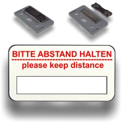  Magnet-Namensschild 72x38mm Aluminium "BITTE ABSTAND HALTEN" weiss