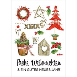 40x Weihnachtskarte XMAS "Frohe Weihnachten & ein gutes neues Jahr"